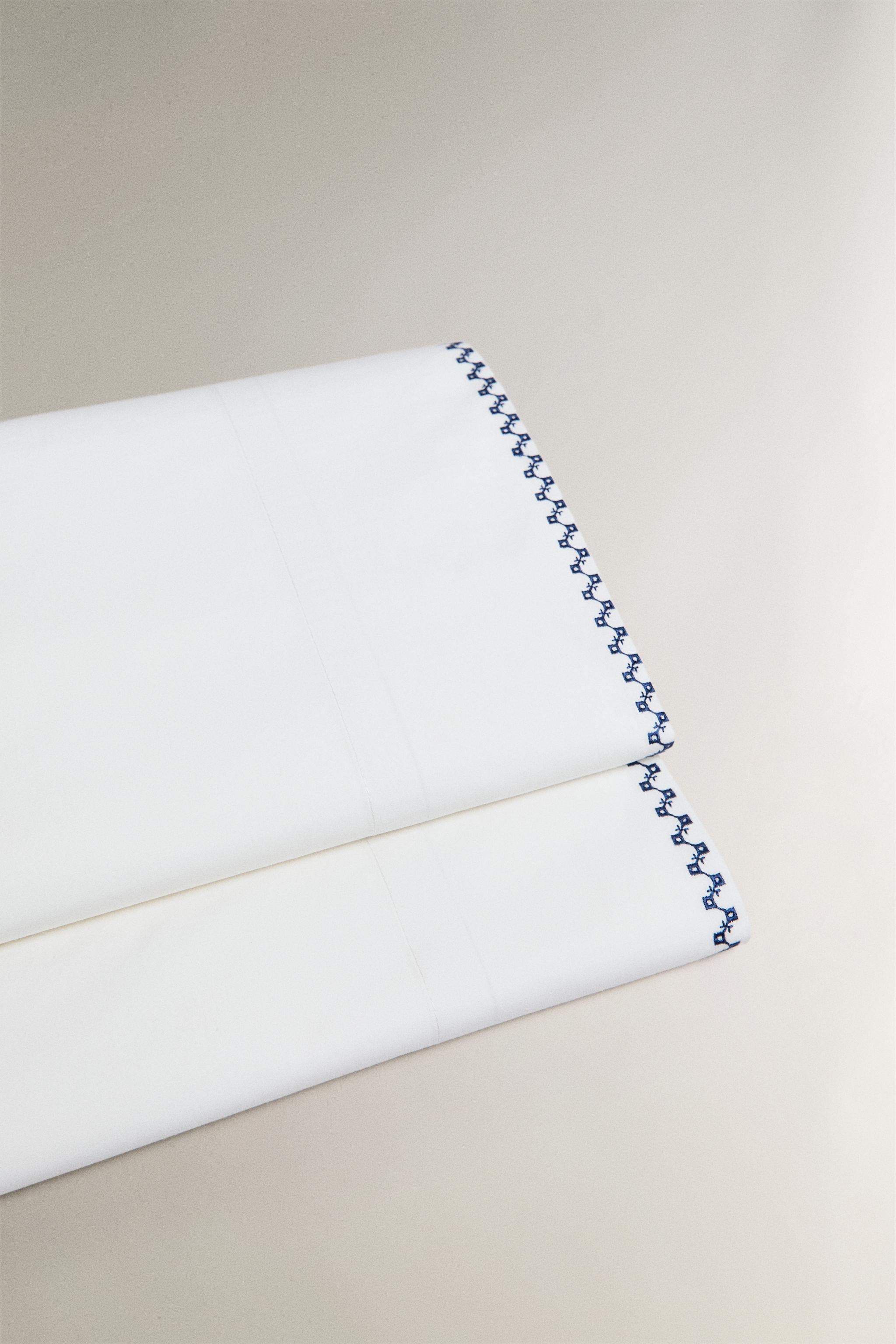 GEOMETRIC EMBROIDERED FLAT SHEET